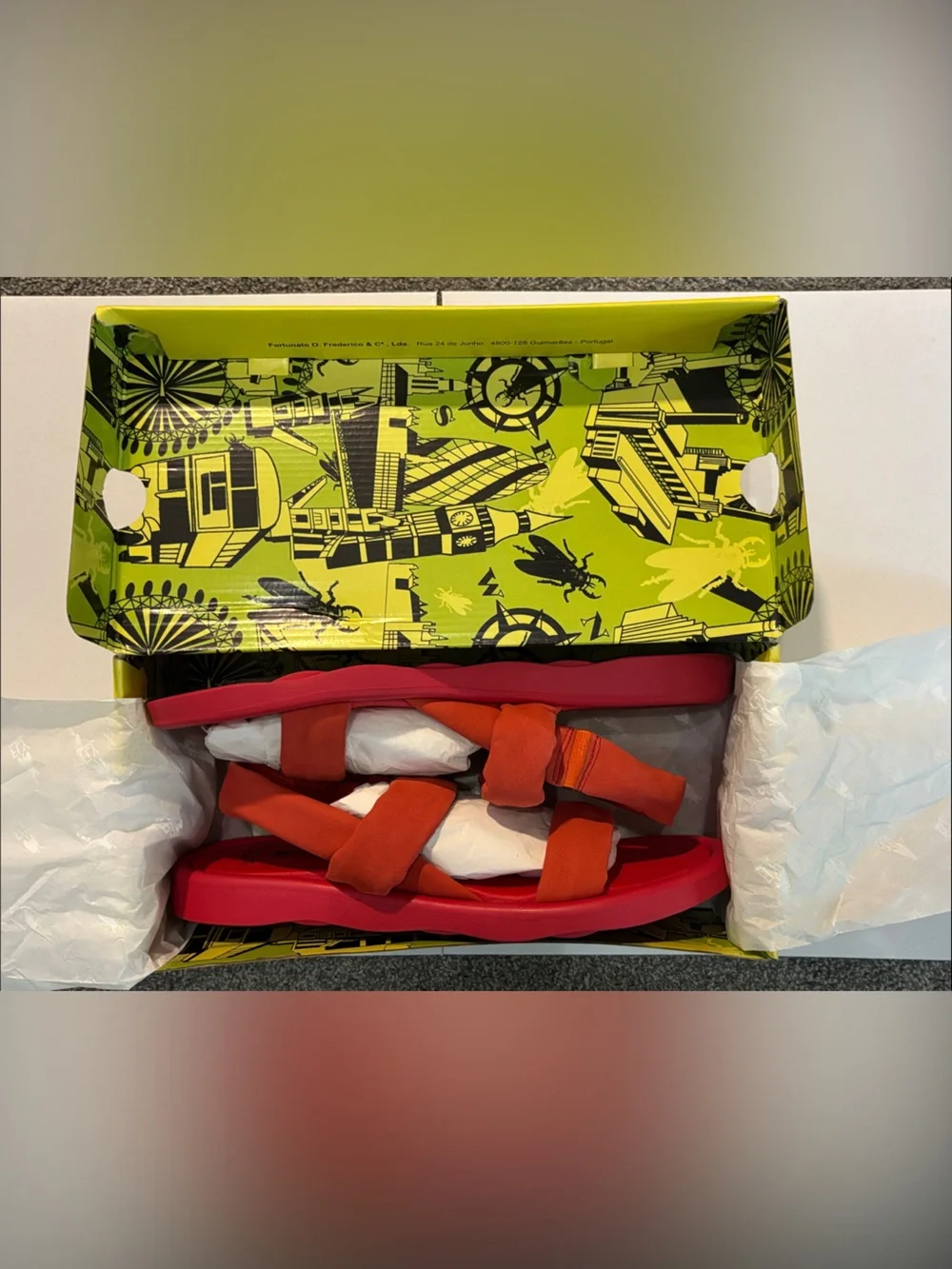 Fly London Devil Red Padded Slide Sandals
